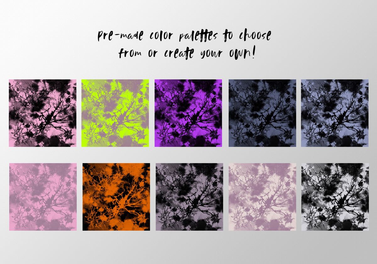 Spider Tie-Dye Seamless Pattern, Set of 20 Colorways