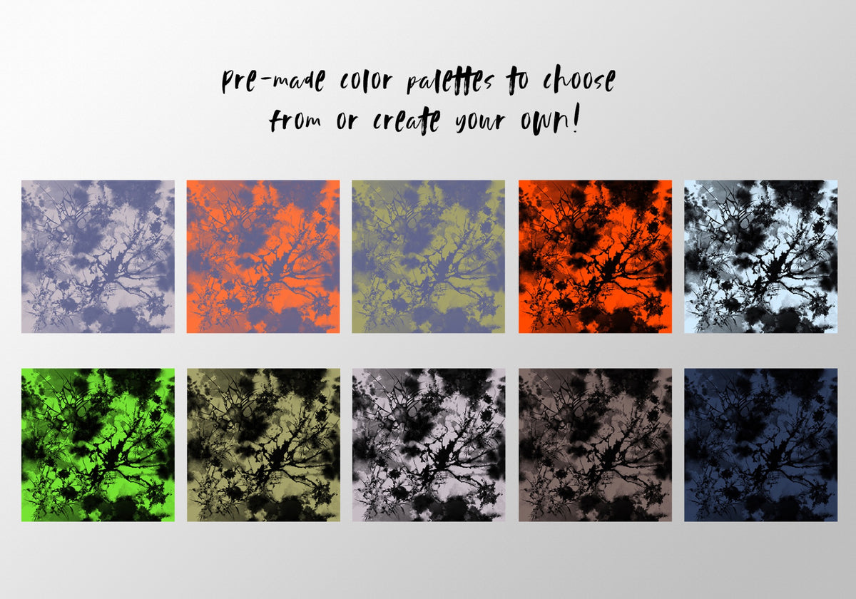 Spider Tie-Dye Seamless Pattern, Set of 20 Colorways