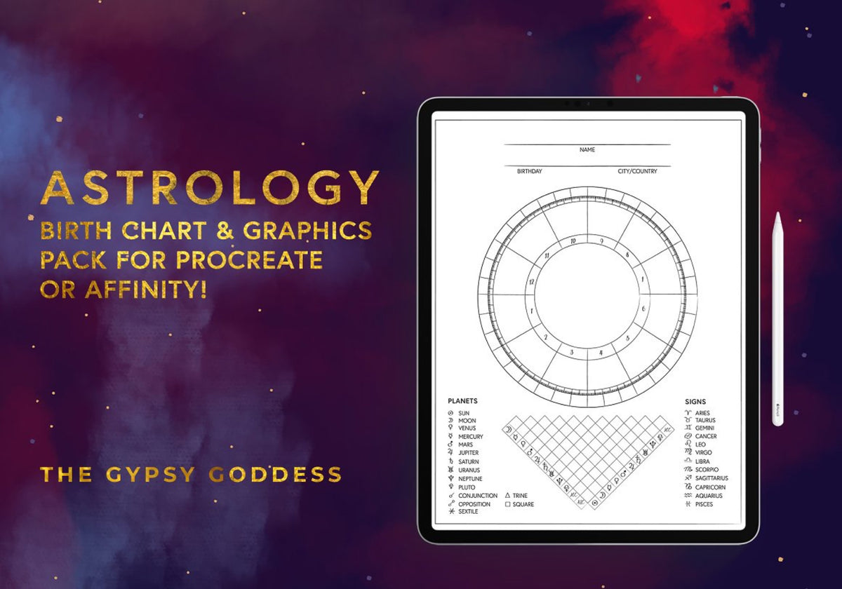 Astrology Birth Chart, Icon Set & Printables — Procreate Version