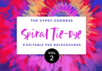 Digital Tie-Dye Spiral Backgrounds, Vol. 2, Set of 8