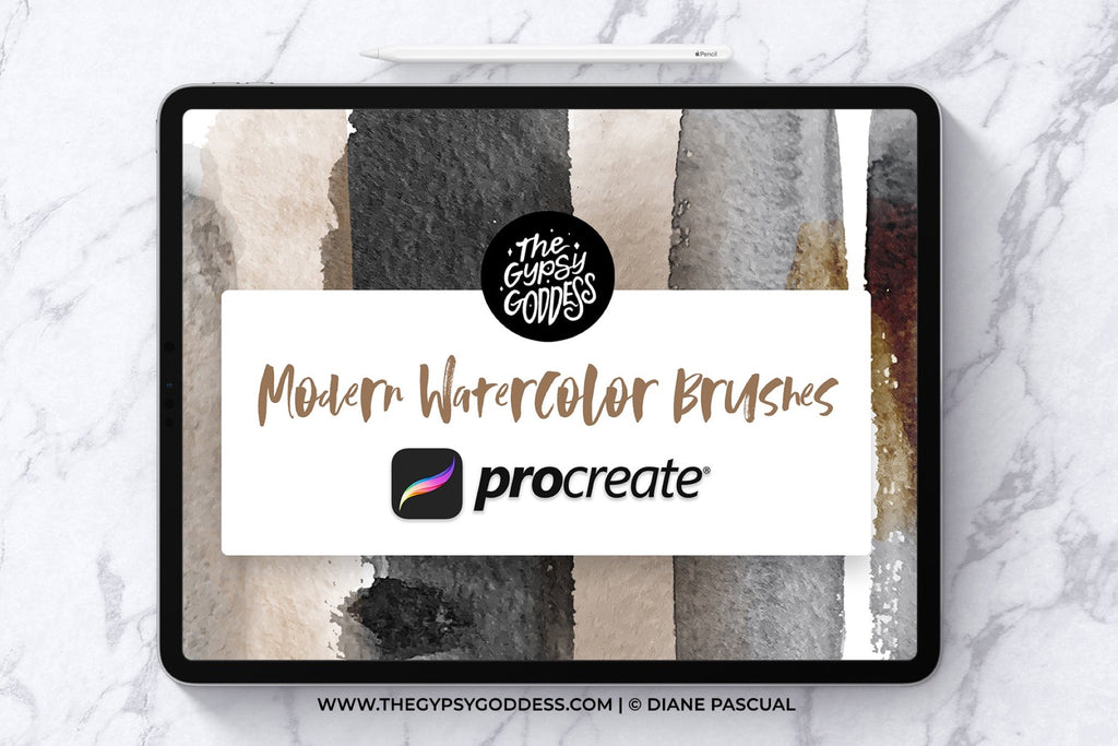 Procreate Modern Watercolor Brushes, Set of 16 (.brushset)