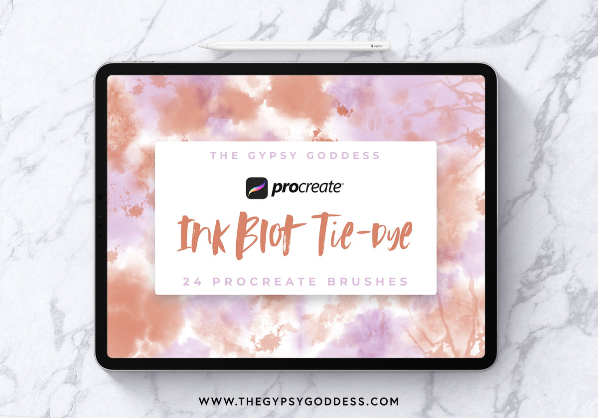 Procreate Ink Blot Tie-Dye Brushes Vol. 2, Set of 24 (.brushset)
