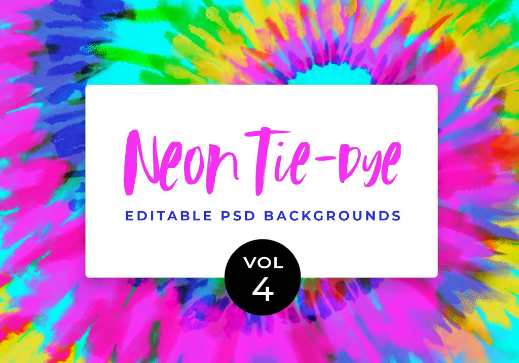 Neon Tie-Dye Backgrounds, Vol. 4, Set of 10