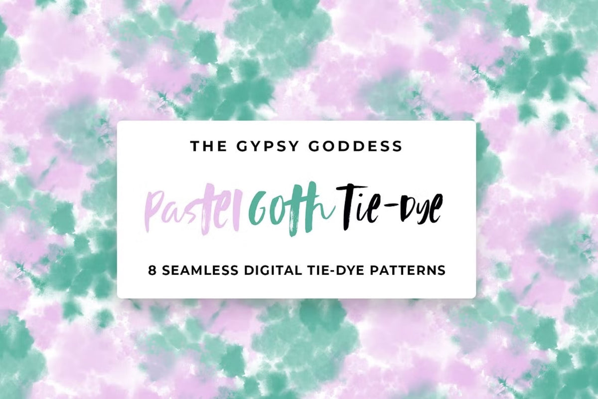 Pastel Goth Tie-Dye Seamless Pattern, Set of 8 (Pastel Poison)