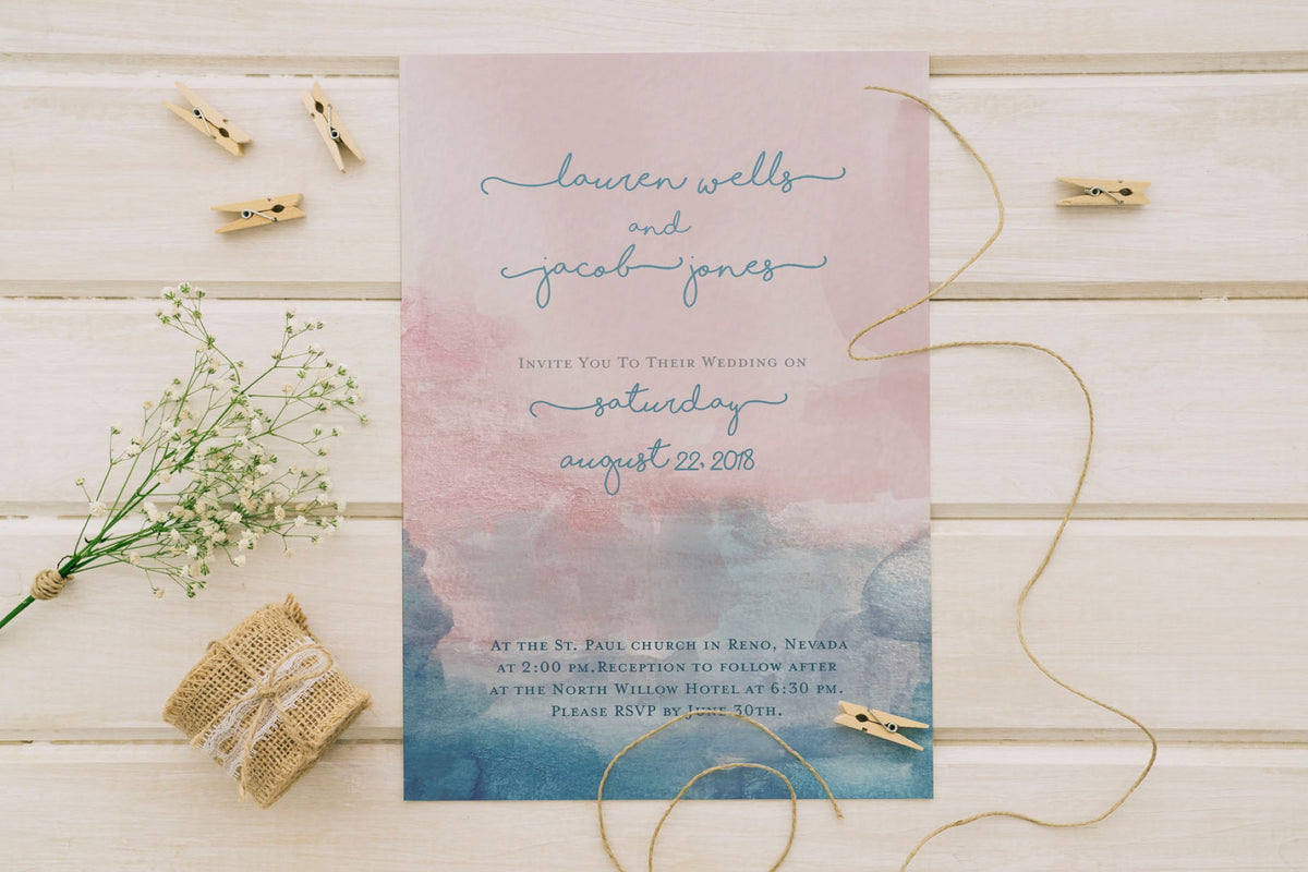 Boho Watercolor Wedding Invite Set