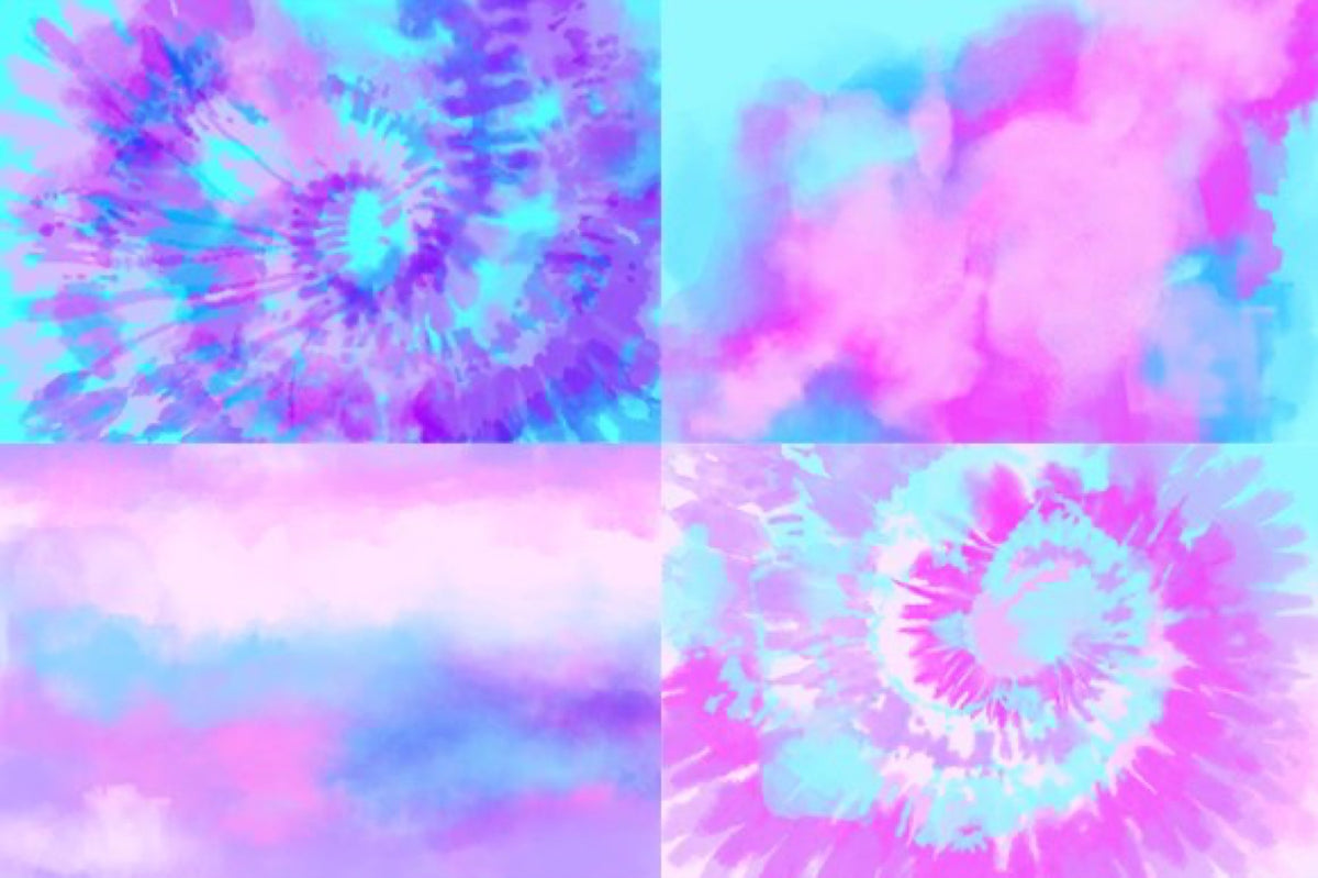 Digital Tie-Dye Spiral Backgrounds, Vol. 3, Set of 8