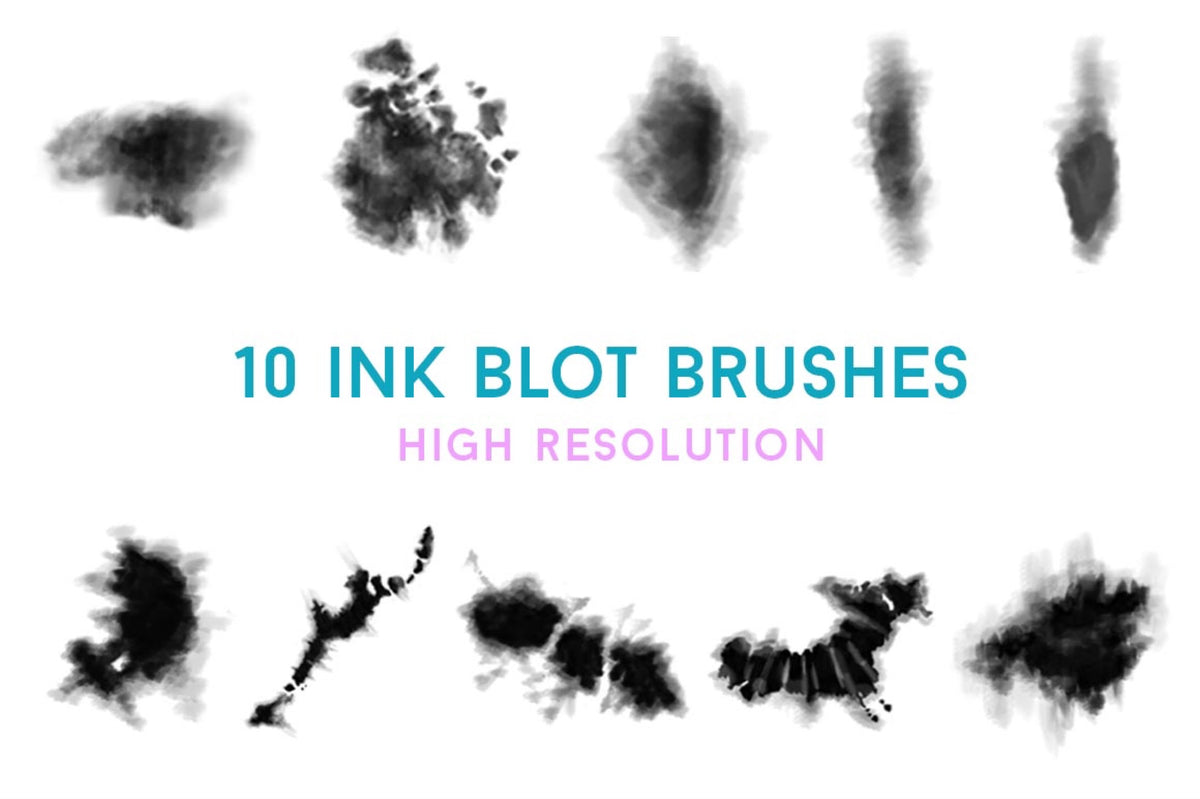 Tie-Dye Ink Blot Photoshop Brushes, Set of 10 (.abr)