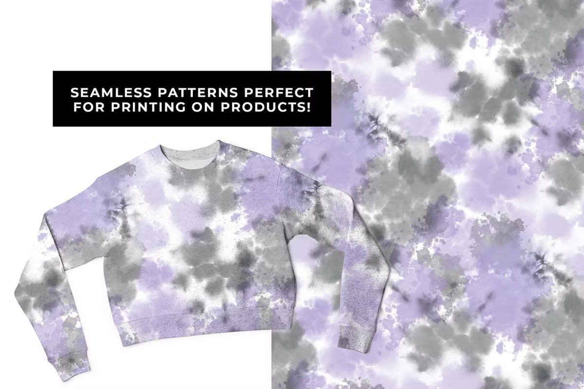 Pastel Goth Tie-Dye Seamless Pattern, Set of 8 (Pastel Poison)