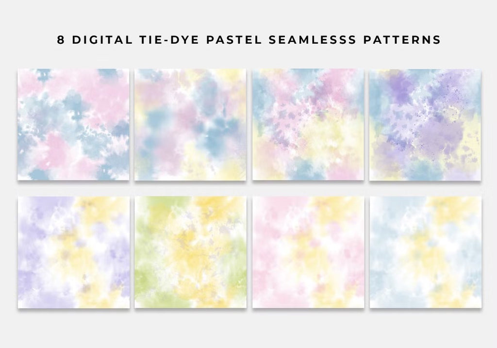 Seamless Pastel Tie-Dye Vol. 2, Set of 8