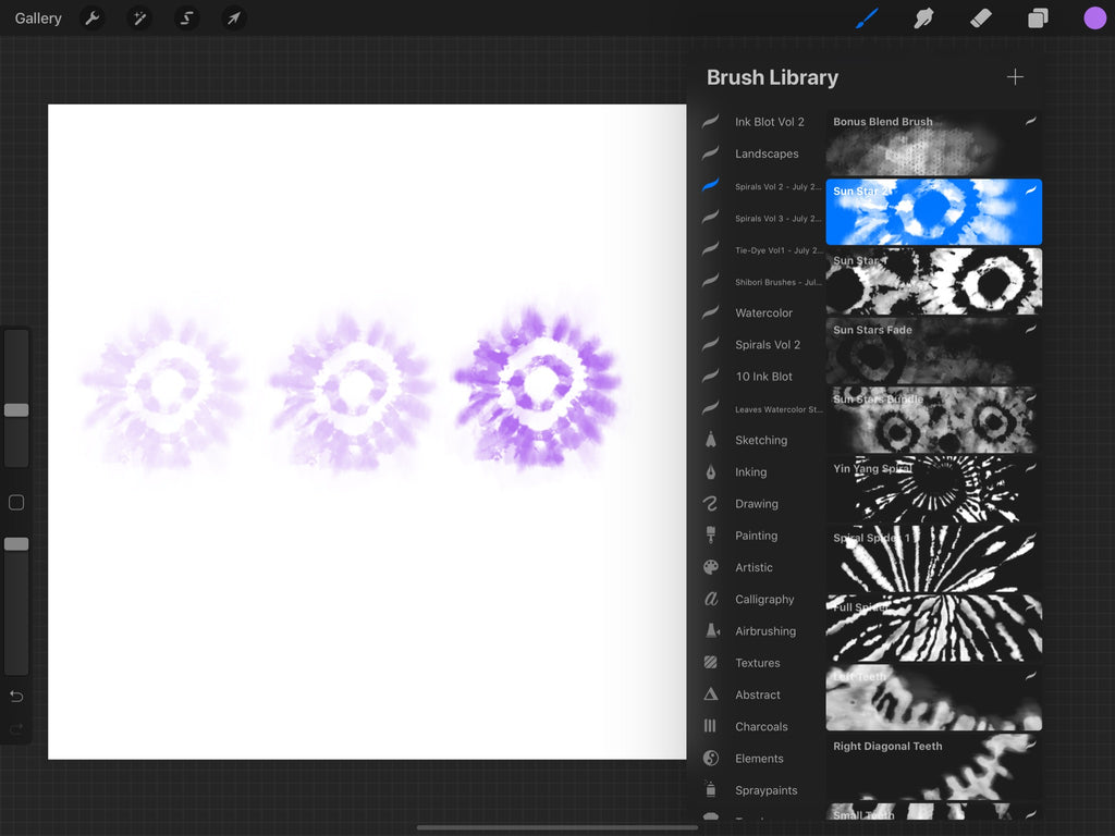 Procreate Tie-Dye Spirals Brush Set Vol. 1 (.brushset)