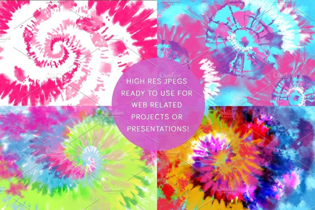 Neon Tie-Dye Spirals Backgrounds, Vol. 1, Set of 8