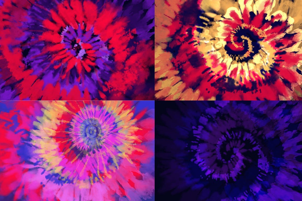 Digital Tie-Dye Spiral Backgrounds, Vol. 2, Set of 8