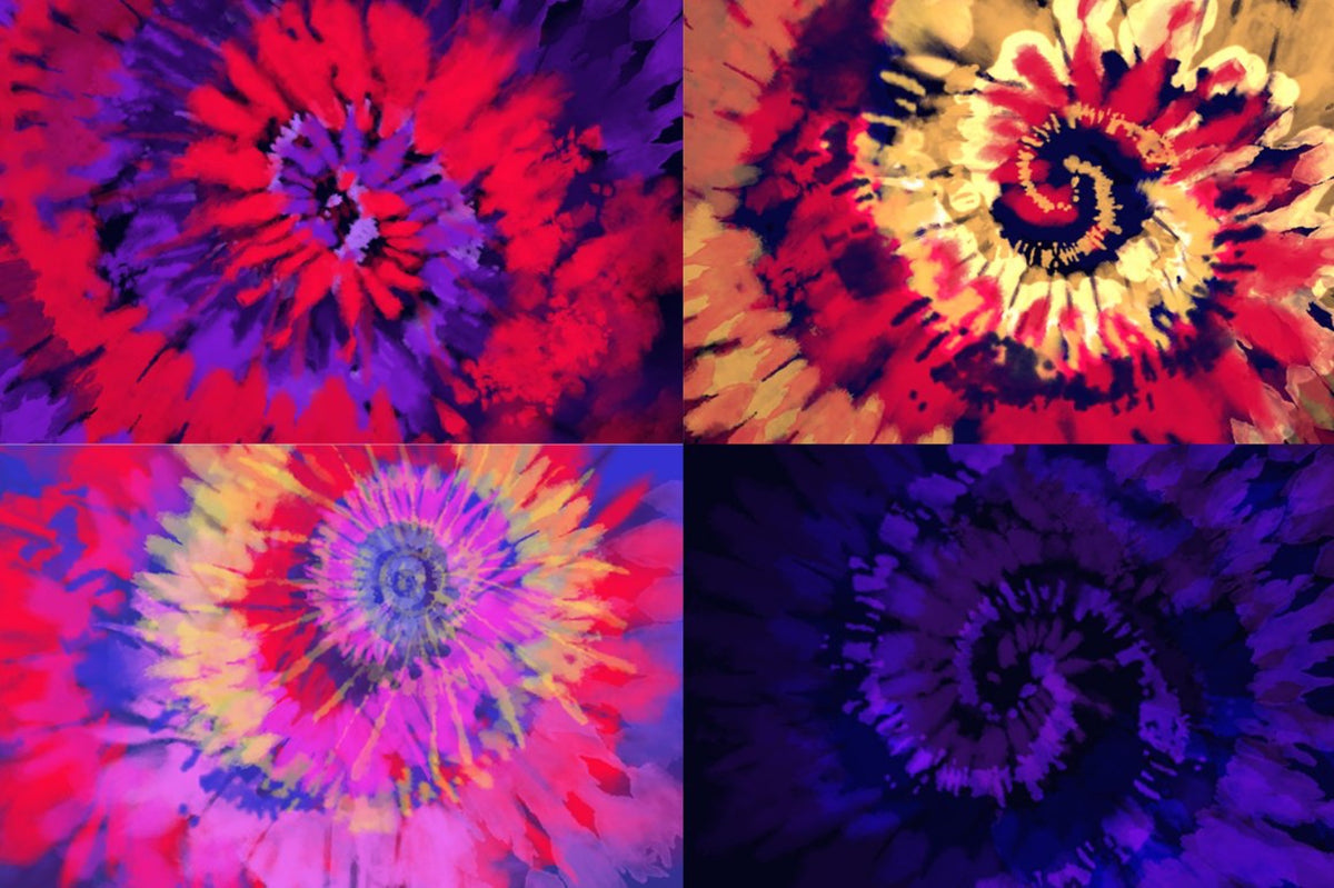 Digital Tie-Dye Spiral Backgrounds, Vol. 2, Set of 8