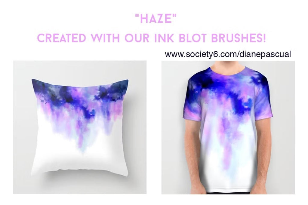 Tie-Dye Ink Blot Photoshop Brushes, Set of 10 (.abr)