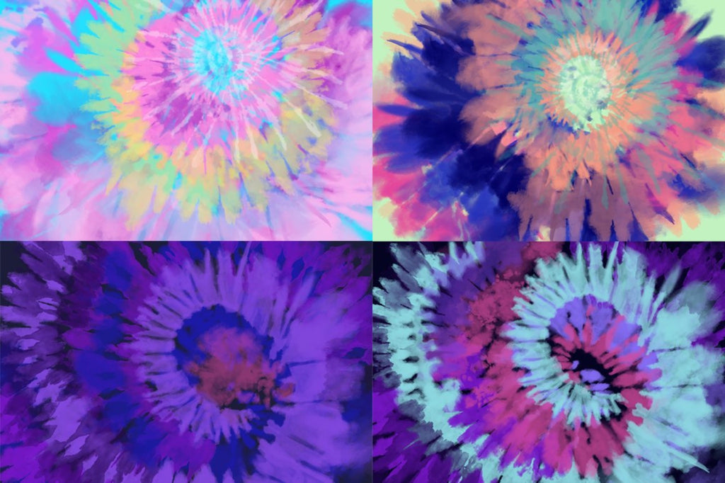 Digital Tie-Dye Spiral Backgrounds, Vol. 2, Set of 8
