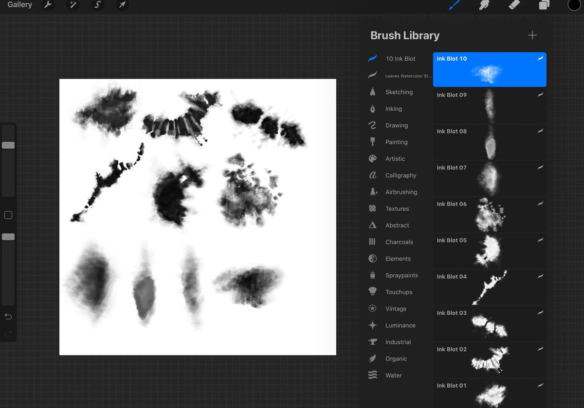 Procreate Ink Blot Tie-Dye Brushes, Set of 10 (.brushset)