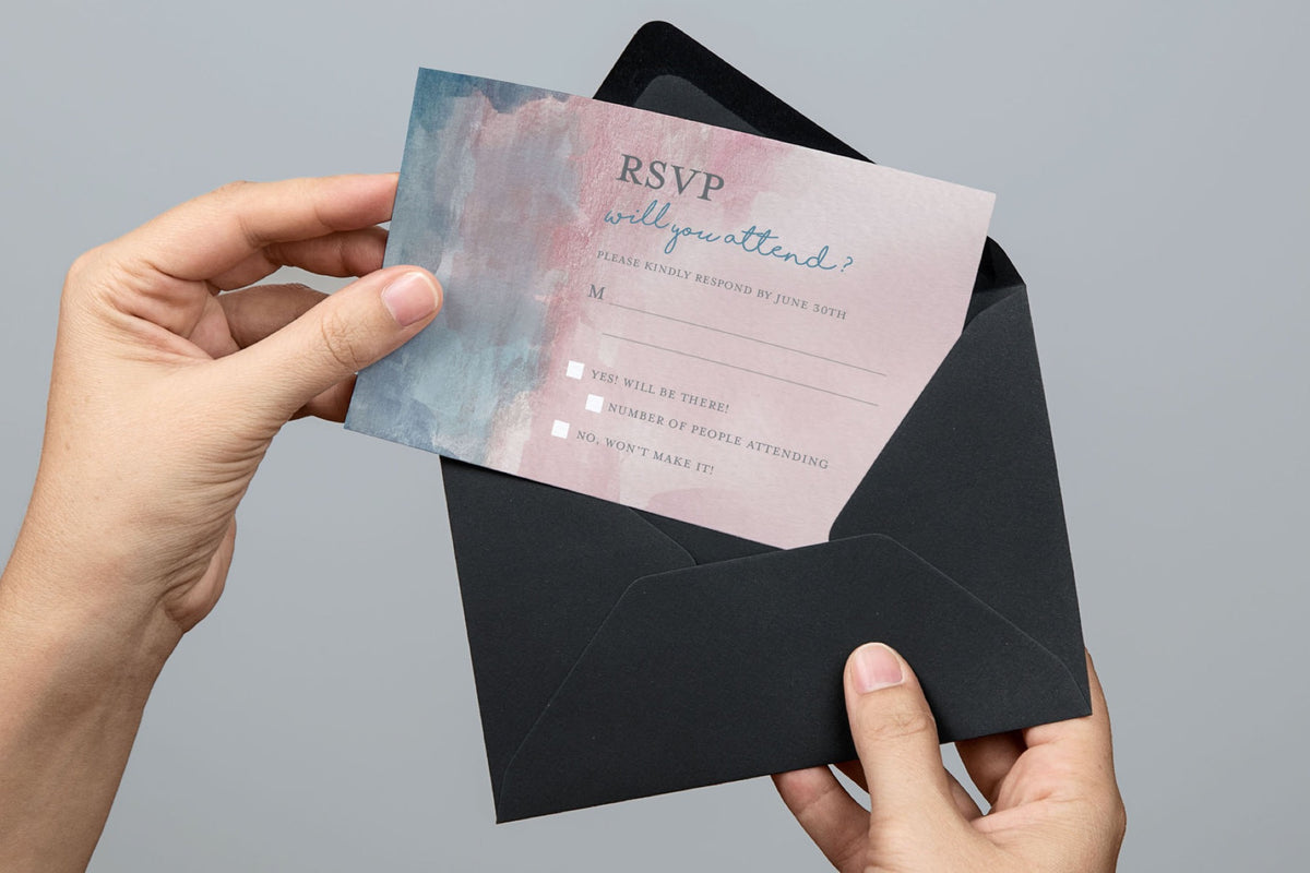 Boho Watercolor Wedding Invite Set