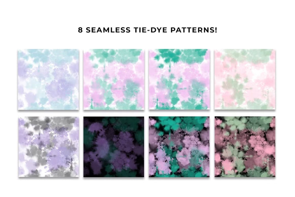 Pastel Goth Tie-Dye Seamless Pattern, Set of 8 (Pastel Poison)