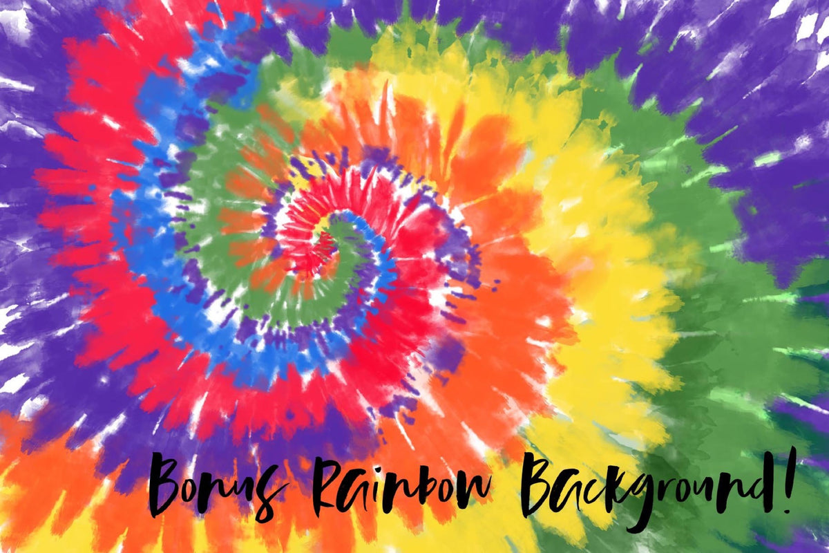 Neon Tie-Dye Spirals Backgrounds, Vol. 1, Set of 8