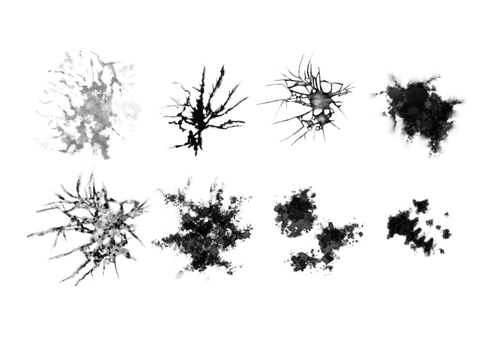 Procreate Ink Blot Tie-Dye Brushes Vol. 2, Set of 24 (.brushset)