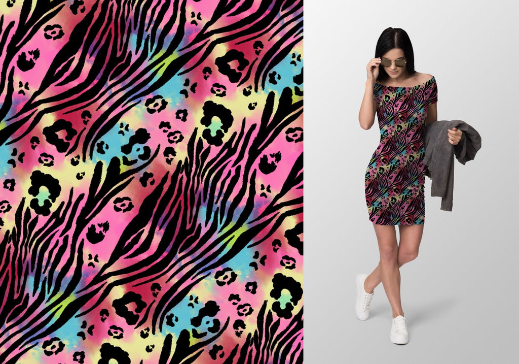 Seamless Rainbow Leopard Pattern, Tie-Dye Animal Print