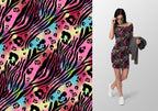 Seamless Rainbow Leopard Pattern, Tie-Dye Animal Print