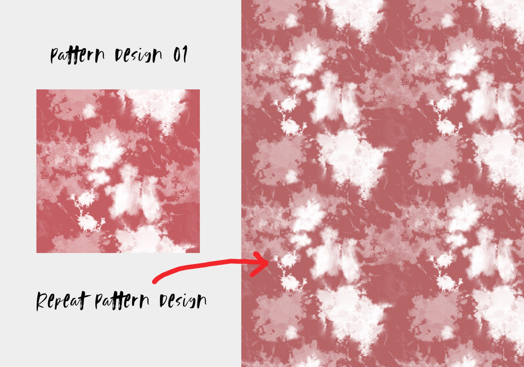 Dusty Floral Tie-Dye Seamless Patterns, Set of 3
