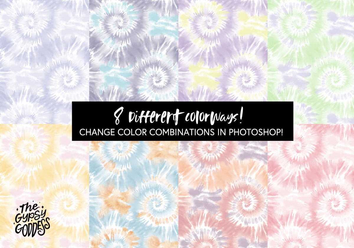 Pastel Spring Seamless Tie-Dye Pattern, Set of 8 Colorways